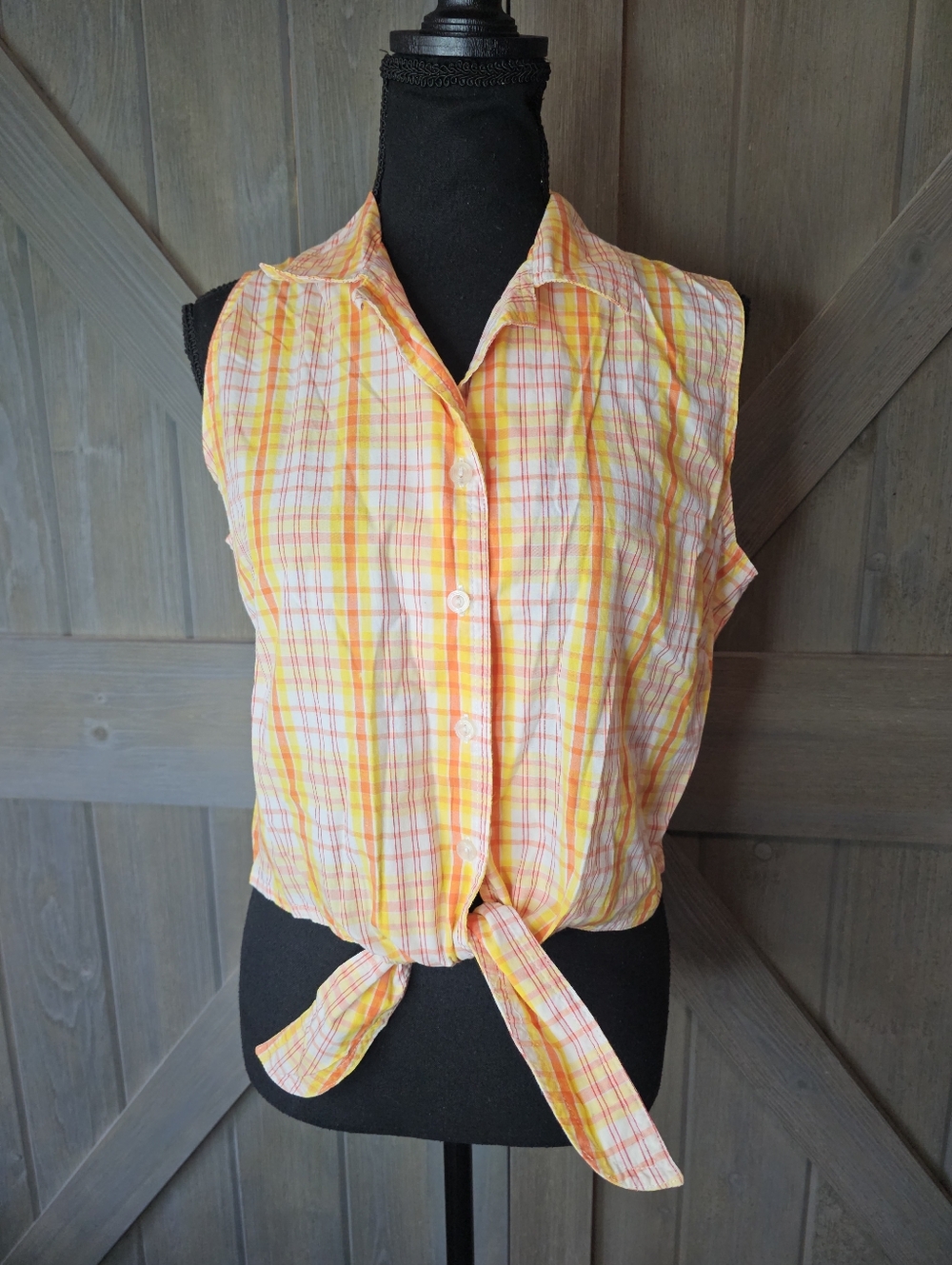 Vintage Faded Glory Plaid Top sz Large